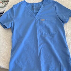 Figs Light Blue V-Neck Scrub Top XS